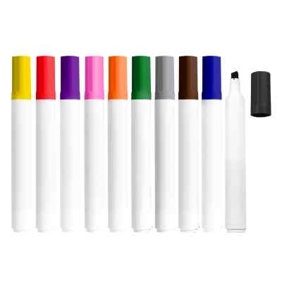 Blank dry erase marker with colorful cap.