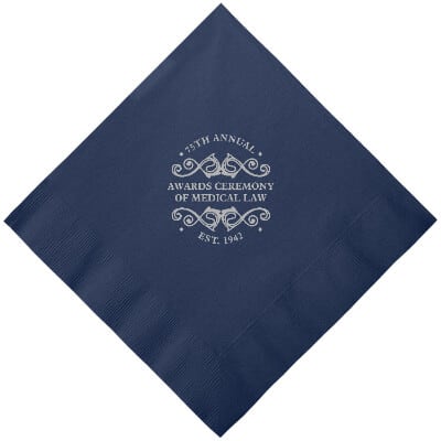 3Ply tissue navy blue dinner napkin with custom logo.