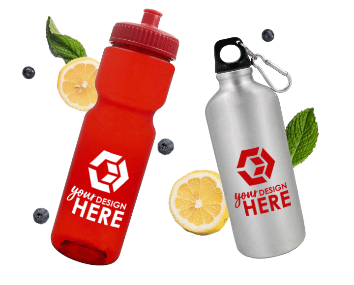 Wholesale water bottles bpa free translucent red water bottle with white imprint and silver aluminum water bottle with red imprint