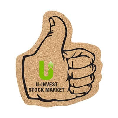 Large cork thumbs up coaster with full color printed.