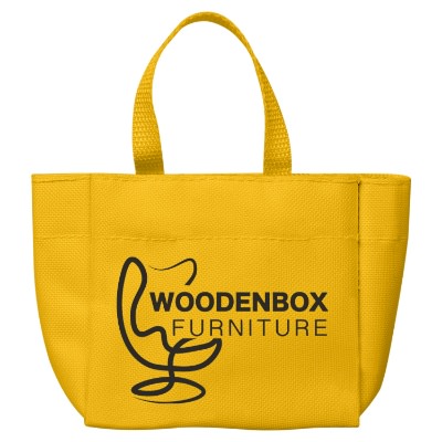 Yellow polyester custom sprout tote bag.