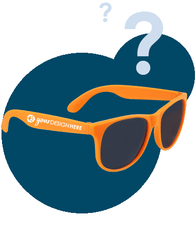 Orange sunglasses with white imprint