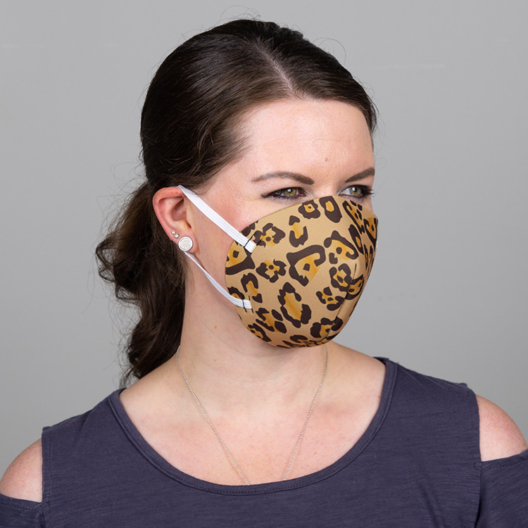 Foam cheetah print face mask blank.