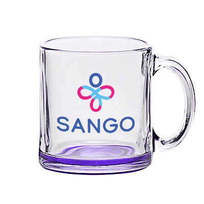 Purple coffee mug with full color logo.