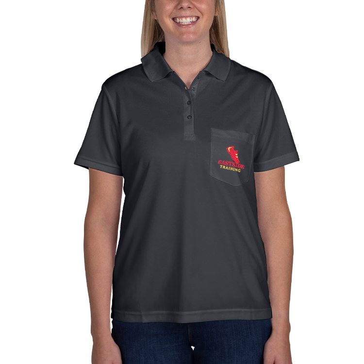 Customized embroidered carbon performance polo with pocket