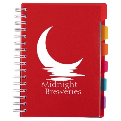 Red 5 subject divider notebook with custom branding.