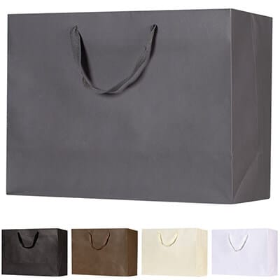 Kraft paper charcoal 16 inch eurotote with handles blank.