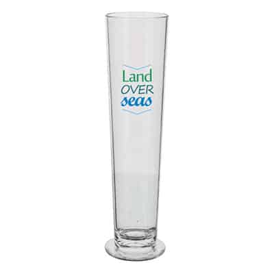 Acrylic clear champagne glass with custom full-color imprint in 7 ounces.