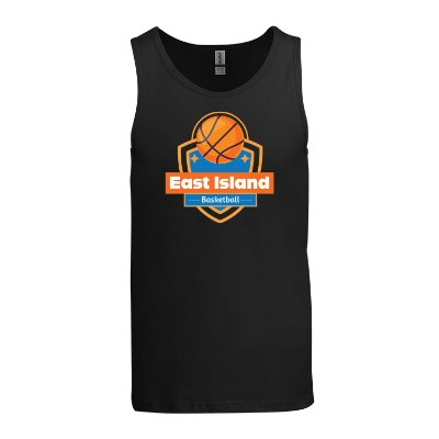 Black tank top with full color logo.