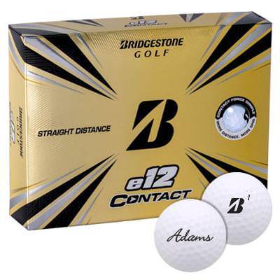 Bridgestone E12 contact golf ball with custom promotional imprint.