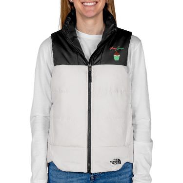 Embroidered custom white insulated puffer ladies vest.