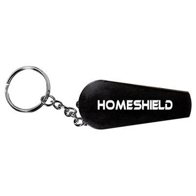 Lighted whistle keychain with one color logo.