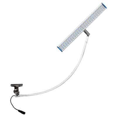 LED aluminum display light with clip attachment for banner stands.