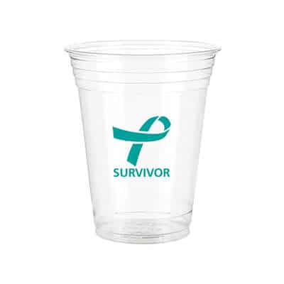 16 oz. customizable soft sided clear plastic cup. 