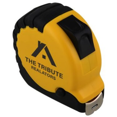 Plastic, TPR, steel yellow 16 foot classic tape measure with personalized imprint.