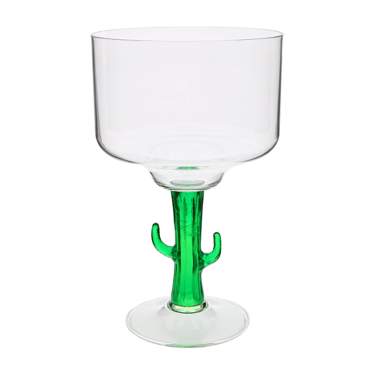 Acrylic parrot margarita glass with custom full-color logo in 18 ounces.