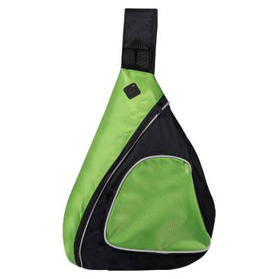 Blank lime green sling backpack.