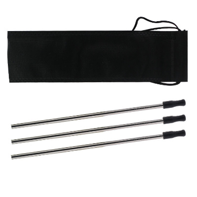 Blank black stainless steel straw kit 3 pack.