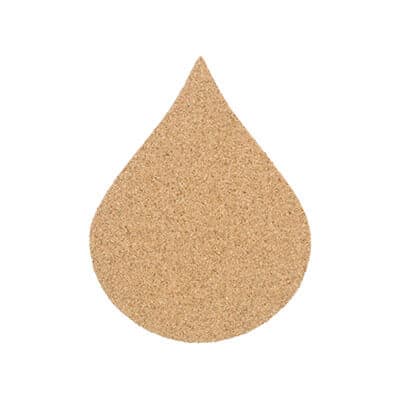 Cork 3.5 inches water drop coaster blank.