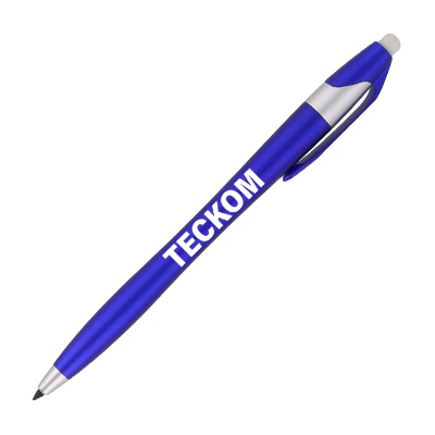 Blue mechanical pencil with custom imprint.