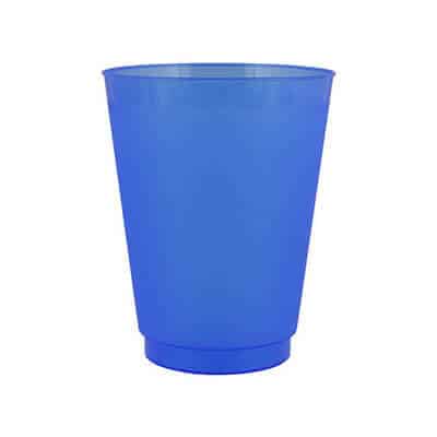 Durable plastic blue plastic cup blank in 16 ounces.