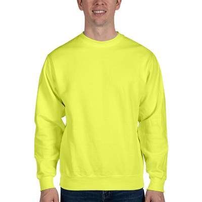 blank safety green fleece crewneck sweatshirt.