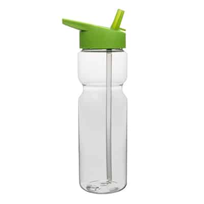 Plastic clear water bottle blank with flip straw lid in 28 ounces.