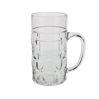 Acrylic clear beer glass blank in 16.9 ounces.