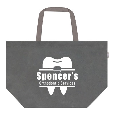 RPET cool gray shopping tote bag with custom logo.