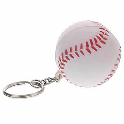 Foam baseball stress ball key ring blank.