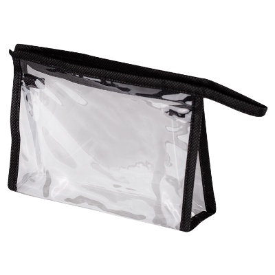 Plastic black and clear toiletry bag blank.