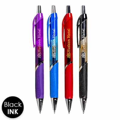 Colorful plastic pens with custom imprint.
