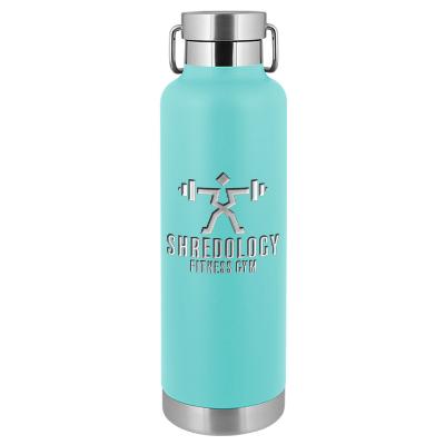 Matte mint stainless bottle with engraved imprint.