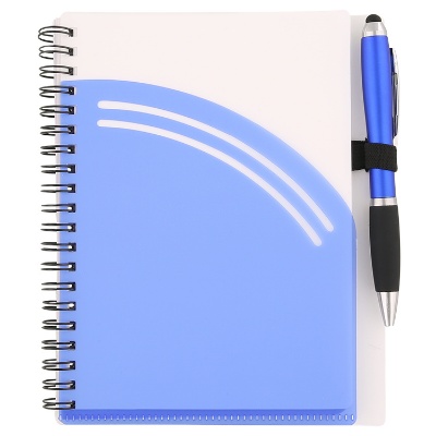 Polyurethane white and blue prism notebook blank.