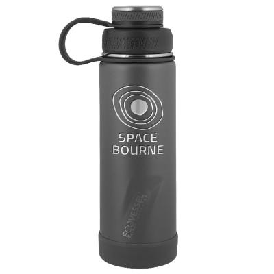 Black stainless bottle with engraved imprint.