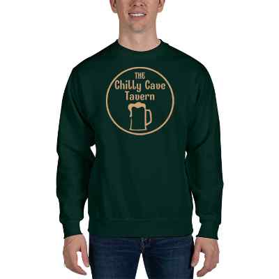 Custom dark green fleece crewneck sweatshirt with logo.