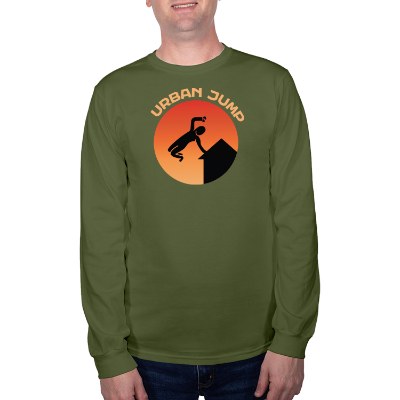 Olive long sleeve full color imprint on tee.