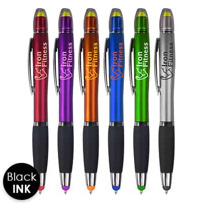Colorful pen highlighter with custom imprint.