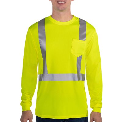 Blank safety yellow long sleeve tee.