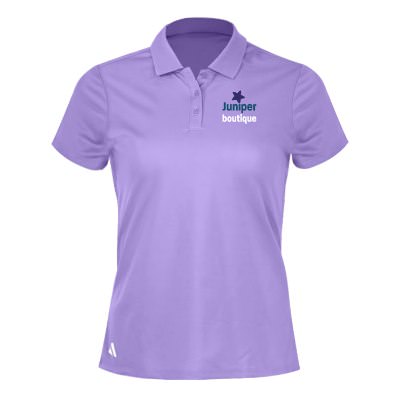 Light flash purple polo with personalized full color imprint.