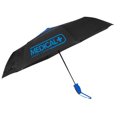 Customized vented 44 inch black with blue umbrella.