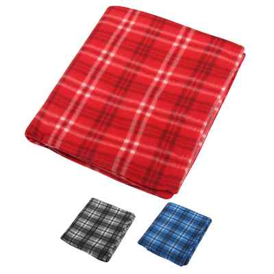 Red and white plaid fleece blanket blank.