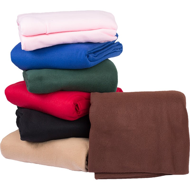 Blank adult size fleece blanket with sleeves.