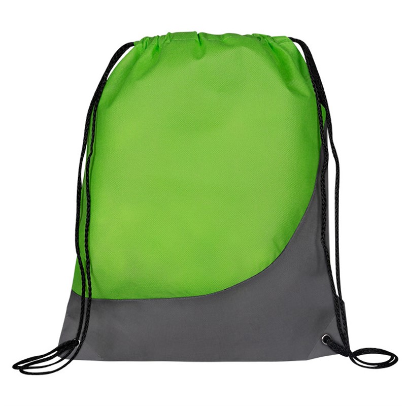 Polyester drawstring bag with swoosh design.