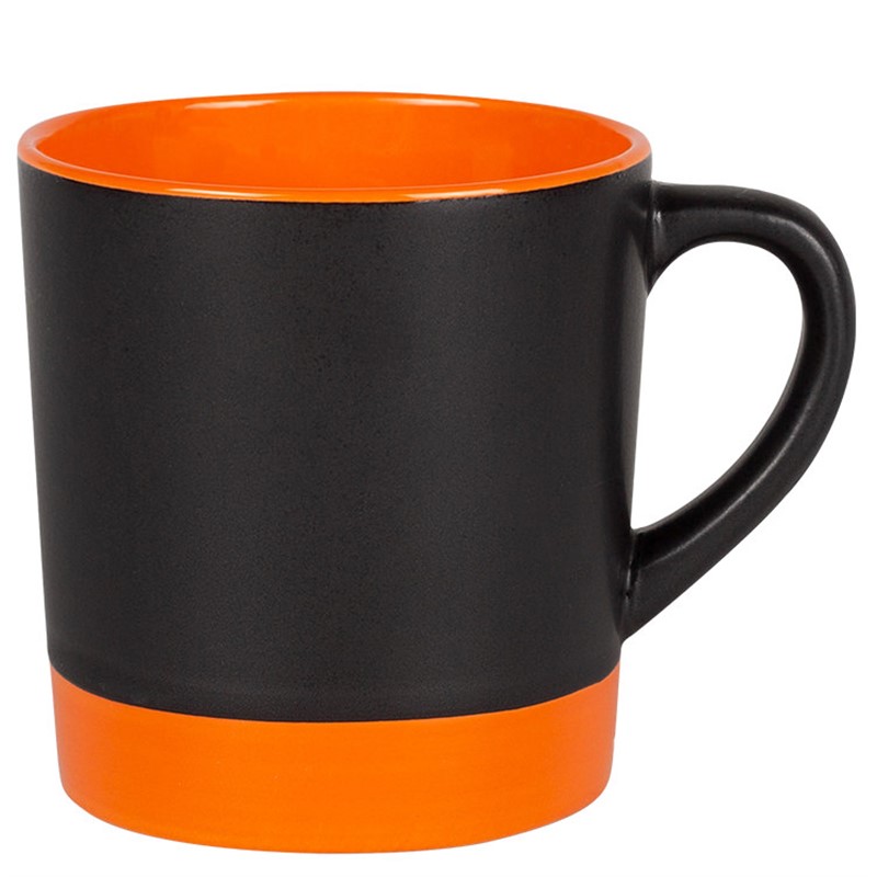 Ceramic coffee mug with c-handle in 12 ounces.