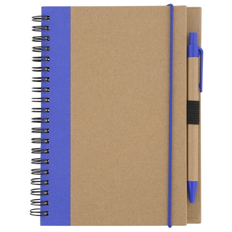 Cardboard notebook with paper pen.