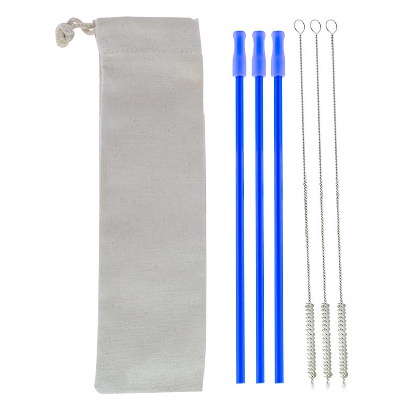 Blank 3-pack stainless steel straw kit