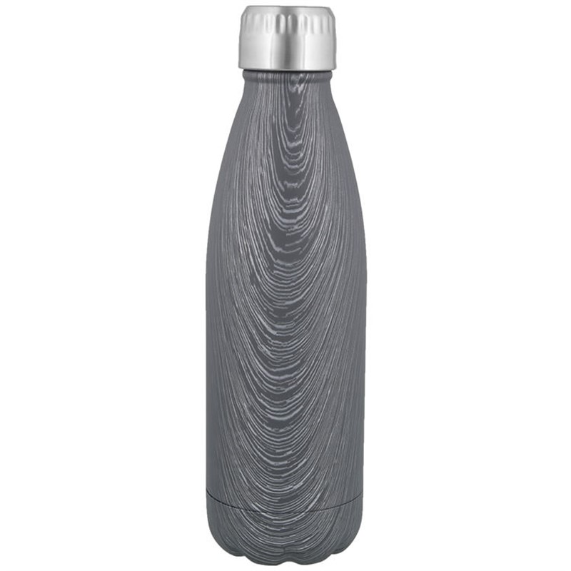 Stainless steel water bottle in 16 ounces.