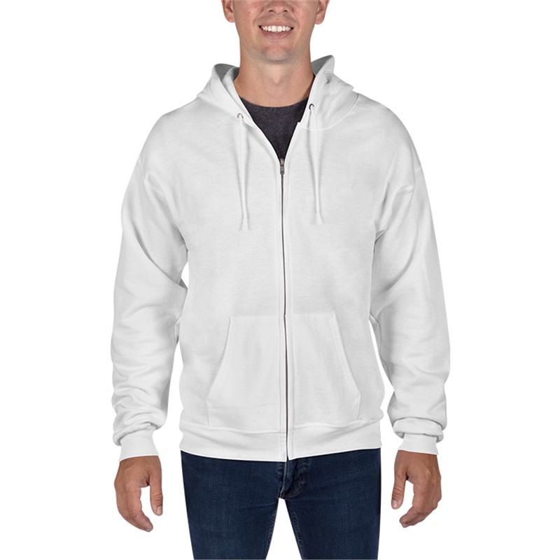 Printed Sweatshirts | White Hanes® Adult 7.8 oz. EcoSmart® 50/50 Full-Zip  Hooded Sweatshirt-Blank