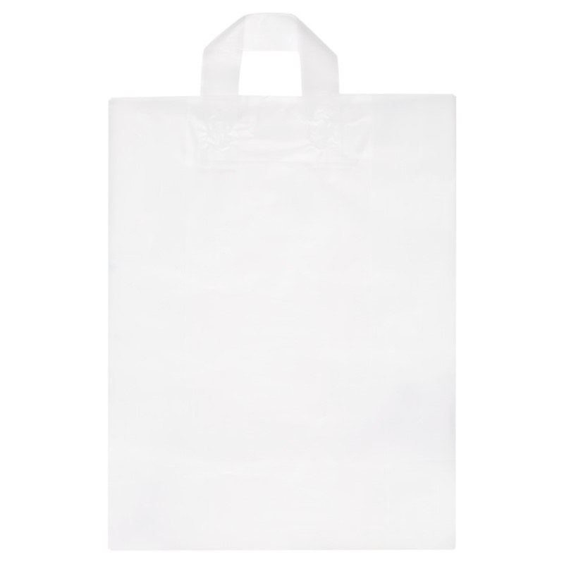 Plastic frosted recyclable shopper bag.